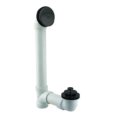 Westbrass Sch. 40 PVC Bathtub Assembly with Pull to Drain Trim and One-Hole Overflow, Matte Black D49721-62